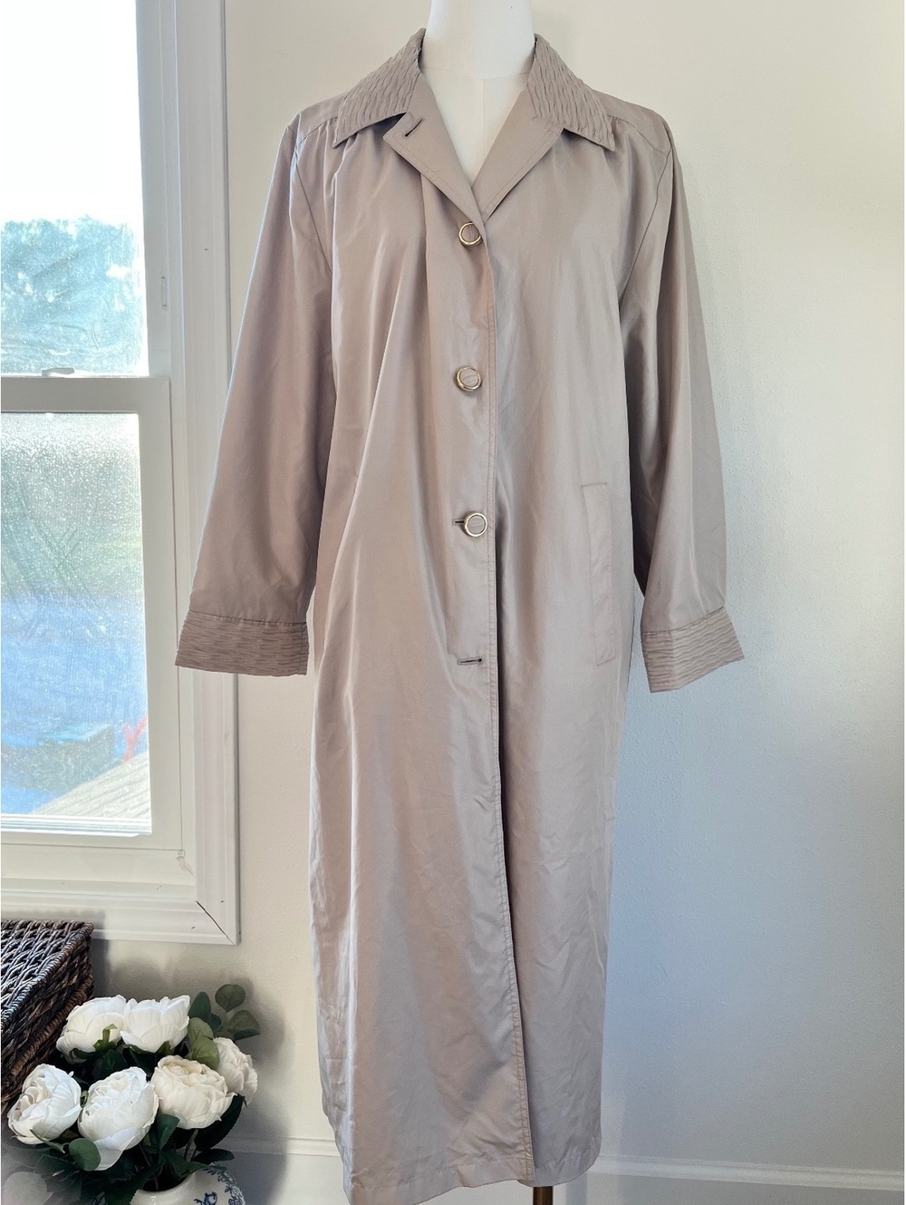 Vintage Claude Harvey Paris Long Coat Taupe